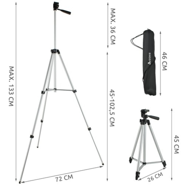 Stativ for telefon - Mobilstativ, kamerastativ, selfiestang Black