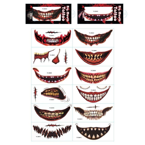 12kpl Halloween - Haavatatuointi - Suutatuoinnit - Tatuointi Multicolor