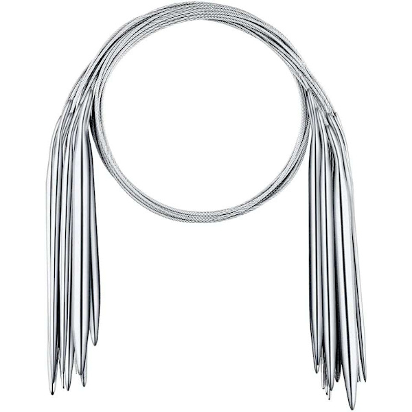 11 pyöröpuikkaa metallia, 80 cm - Täydellinen neuleprojekteihin Silver one size