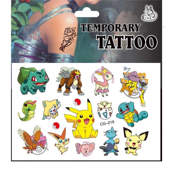 Pokémon tatueringar - 4 ark - Barn tatueringar - Pikachu multifärg
