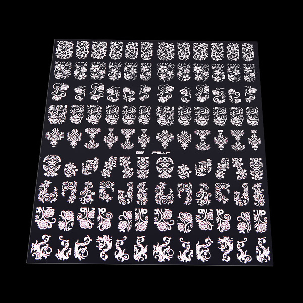 108 klistremerker blomster 3D-negledekorasjoner Silver