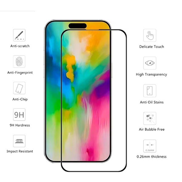 2 stk Hærdet glas iPhone 16/16 Pro/16 Pro Max - Skærmbeskyttelse Transparent iPhone 16