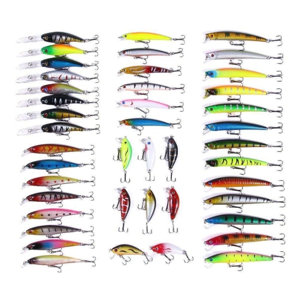 43-pack fiskedrag wobbler, Minnow mixed multifärg