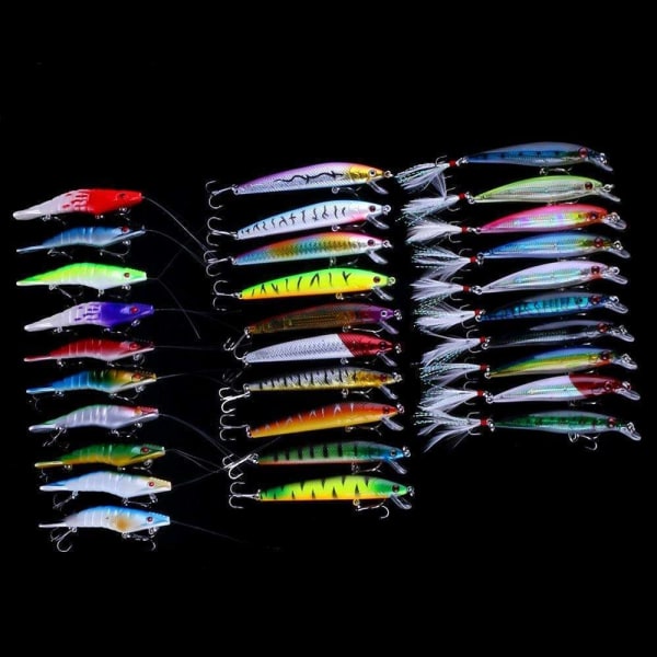 30-pack fiskedrag wobbler, Minnow mixed, Crankbait multifärg