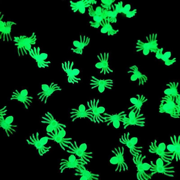 50 kpl Luminous Spiders muovia - Sisustus - Halloween