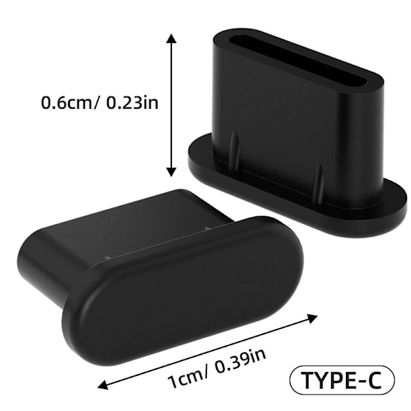 10-Pack Dammskydd för USB-C – Skydda Ditt USB-C Uttag Svart
