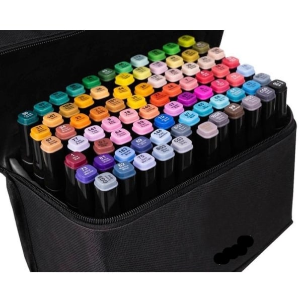 80-Pack - Markerpenner med etuier - Dobbeltsidig - Penner Multicolor