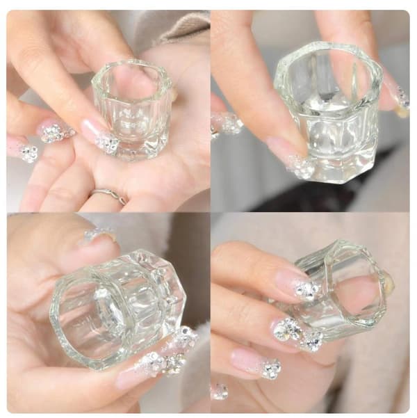 Dappen dish diskkopp i glas transparent för nagelkonst 3-pack Transparent 3st