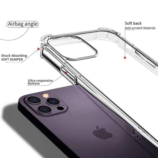 iPhone 15 Pro Max- Silikon Shockproof Skal extra stöt tåligt Transparent