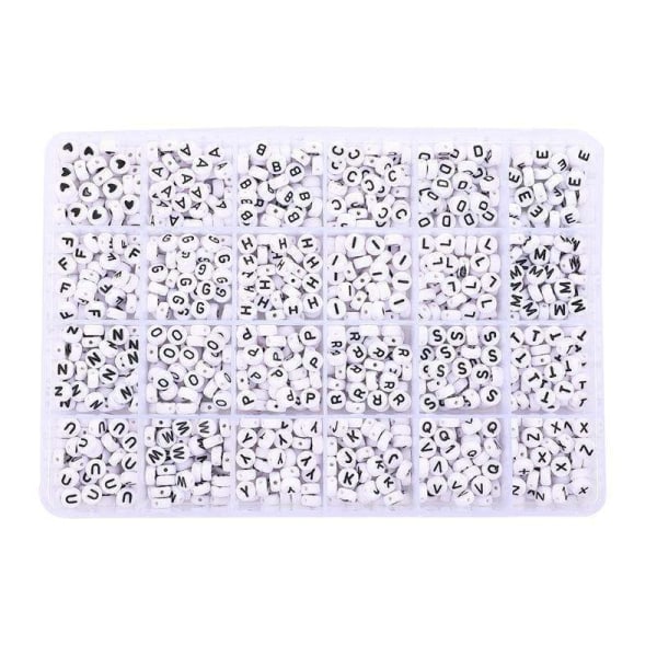 Tee itse - Helmilaatikko - Kirjehelmiä - 1400kpl + Elastinen lanka White