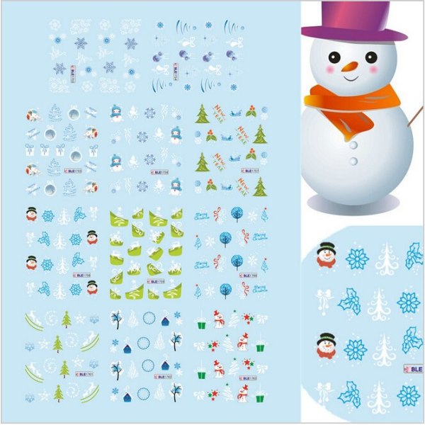 11 ark julepynt snøflak neglepynt