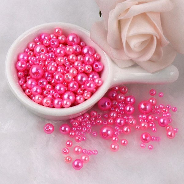 Akrylperler - 150 stk - Smykkelaging - DIY - Perleimitasjon Pink