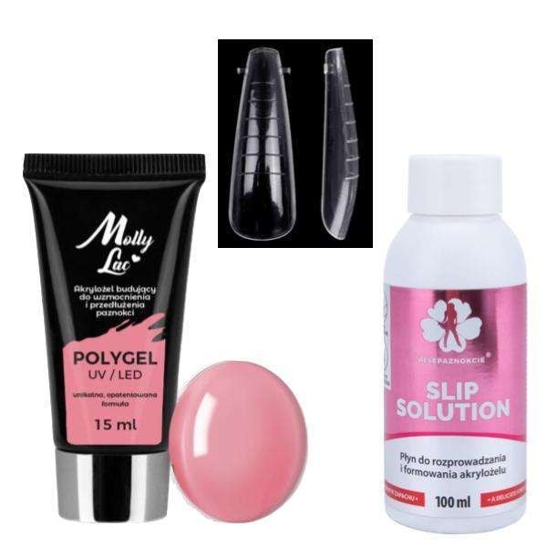 Kit Polygel Peony - Dualform, Form tips - Slipeløsning Multicolor