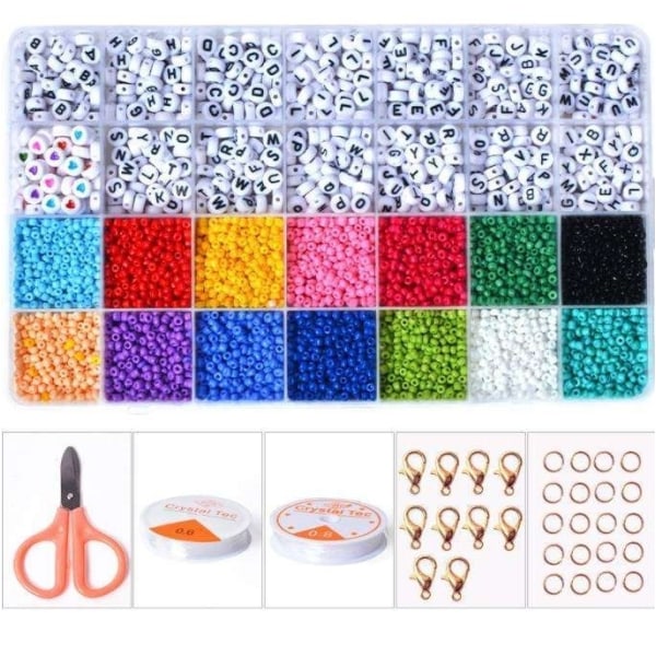 DIY - Perleboks - Frøperler - 3mm - 3900 stk - Bogstavperler Multicolor