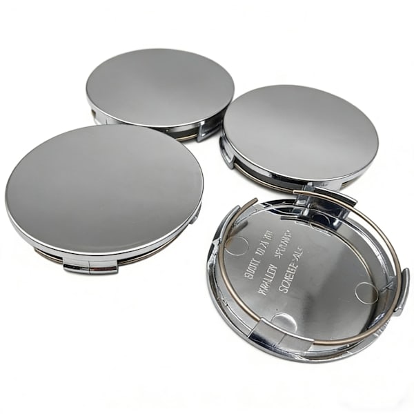 4-Pack Centrumkåpor – Hjulnav Emblem Silver 65mm Silver