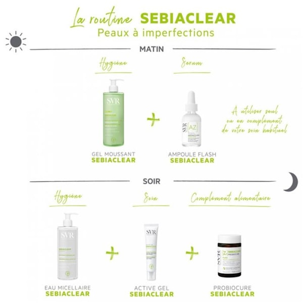 Foaming Gel - SVR - Sebiaclear - 200ml - Icke-komedogen - Kombinerad till fet hud Grön