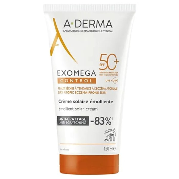 A-DERMA Exomega Control Emollient Solkräm för Kroppen SPF50+ 150 ML