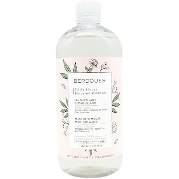 Micellär makeup remover vatten - BERDOUES - EKOLOGISK Aloe Vera - 200 ml - Känslig hud - Blomdoft