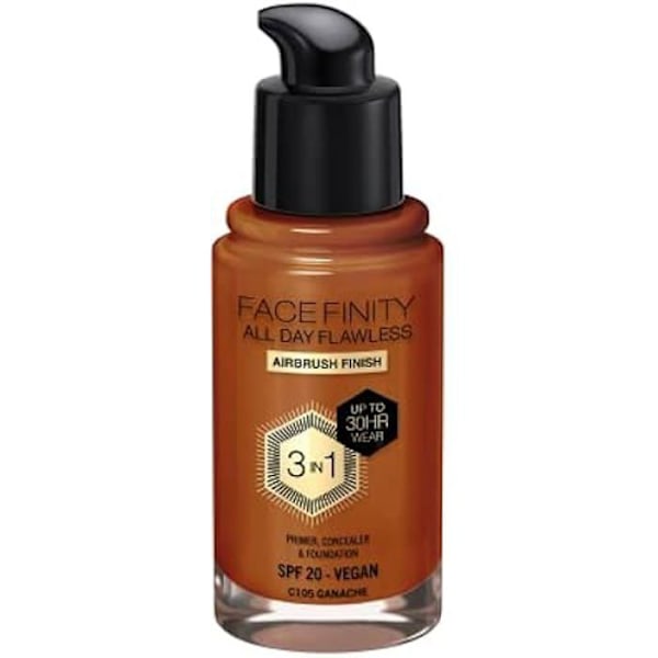 Foundation - MAX FACTOR - Facefinity All Day Flawless - Shade C105-ganache - 30 ml - Alla hudtyper Ganache