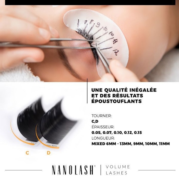 Nanolash volym ögonfransförlängning - lösögonfransar för professionell förlängning 0,05 C curl 6-13 mm mix