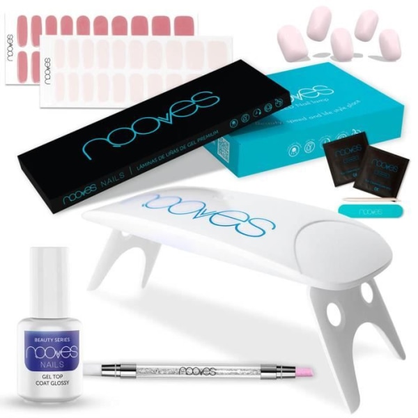 Beauty Rose Starter Kit | 2 förhärdade gelnagelklistermärken|UV/LED-lampa|Gel Top Coat Glansigt|Quartz Stick