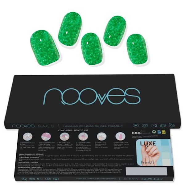 Gelnagelklistermärken - NOOVES - Jade Glitter - Lätt att applicera - Hållbar finish - Glänsande naglar