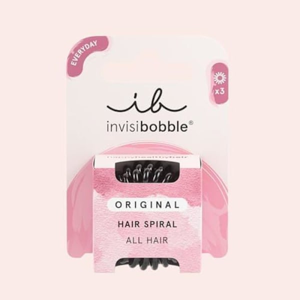 Hårresår - INVISIBOBBLE - Original True Black - Spiral - Starkt grepp - Inga märken svart