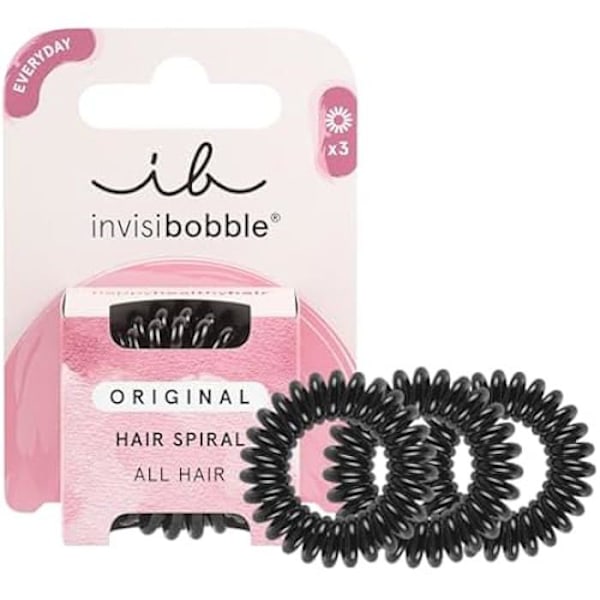 Hårresår - INVISIBOBBLE - Original True Black - Spiral - Starkt grepp - Inga märken svart