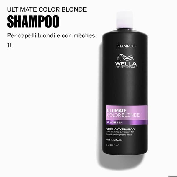 Wella Professionals Ultimate Color Blonde Shampoo 1000ml - neutraliserende shampoo til blond eller grå hår