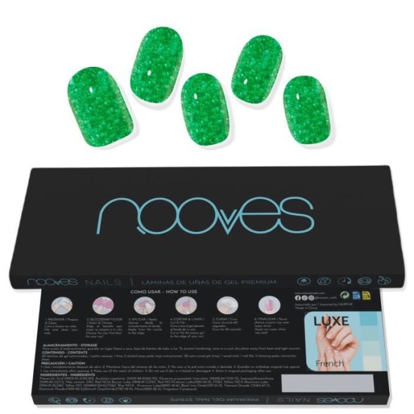 NOOVES NAILS Premium Precured Gel Nail Stickers - Jade Glitter|Gel Nail Stickers|Gel Nail Stickers|Nagelfolier