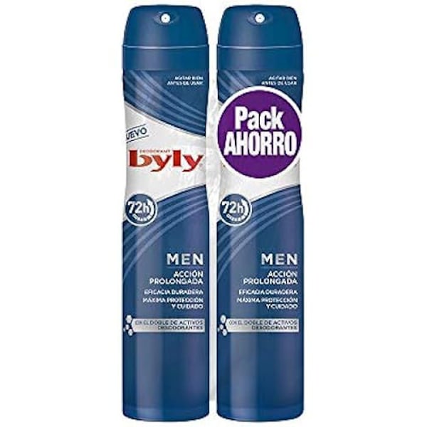 Deodorant spray för män Byly - BYLY varumärke - 2 uds x 200 ml - 72h skydd - Lämplig för alla hudtyper