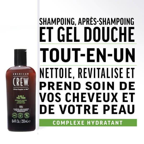 3-i-1 Shampoo - AMERICAN CREW - Tea Tree - Shampoo, Balsam, Shower Gel