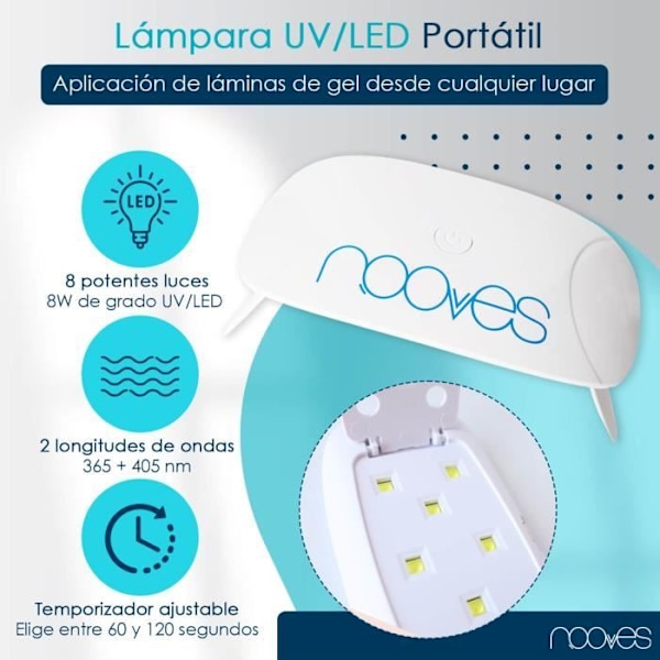 Autocollanter för Gelénaglar - NOOVES - Nude Baby Boomer - UV/LED-lampa 8W - Premium Design - Unisex Naken