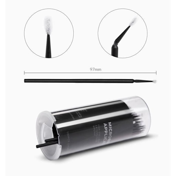 Mikroapplikatorborstar 2 mm Nanolash 100 st - ögonfransmikroborstar, mikroborste för ögonfransförlängning