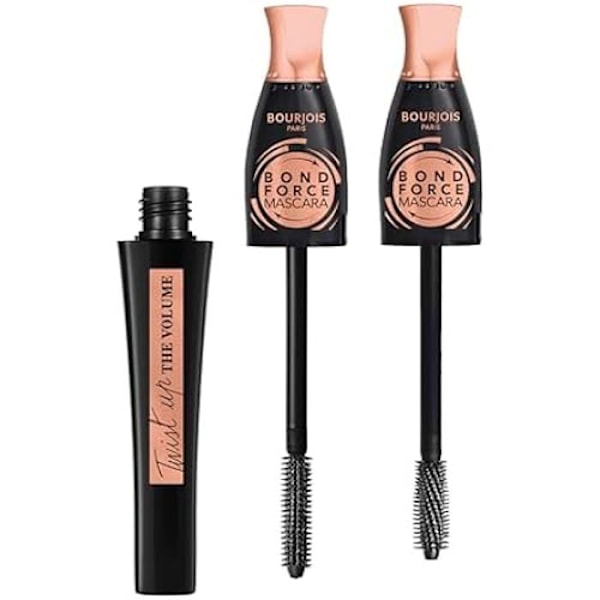 Mascara - BOURJOIS - TWIST-UP BOND FORCE - Volym 6x - 2-i-1 Borste - Inte vattentålig Svart