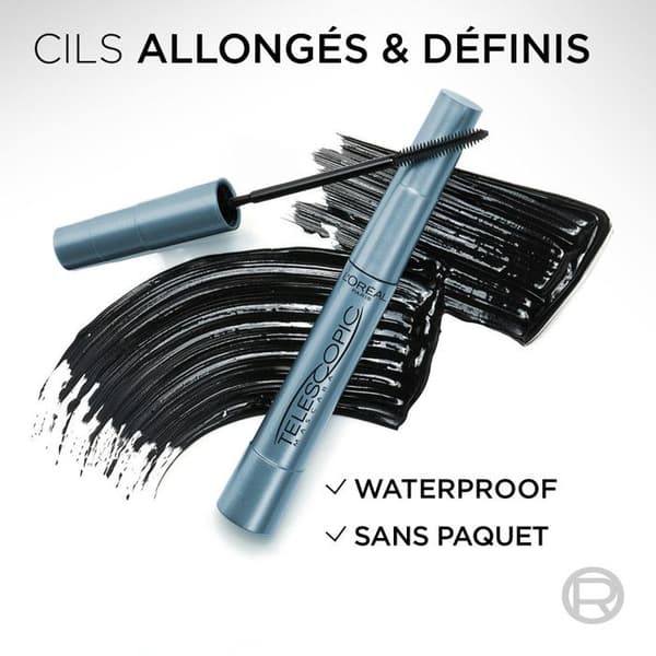 L'Oréal Paris Mascara Telescopic Noir Vattentät 8.4ml Svart