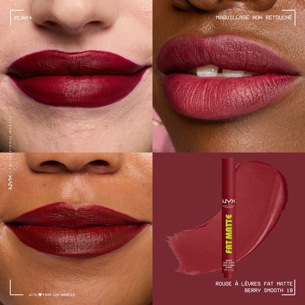 NYX Professional Makeup Fat Matte Läppstift Mat Creamy Berry Smooth BÄRIG SMOOTH