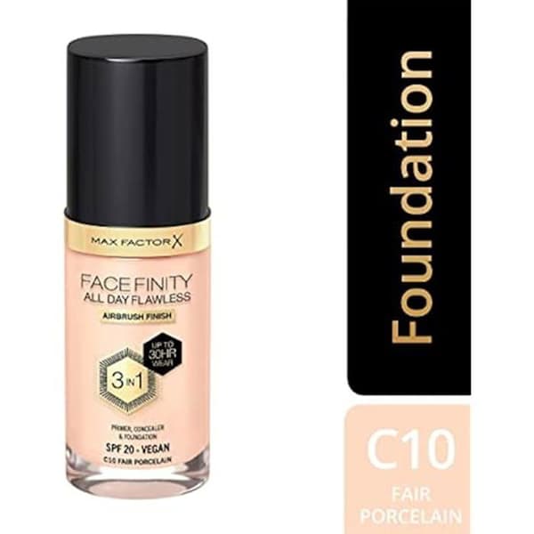 Foundation - MAX FACTOR - Facefinity 3-in-1 - SPF 20 - 30 ml - Fair Porslinsfärg C10 Fair porslin