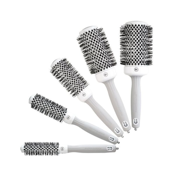 Börste - OLIVIA GARDEN - Expert Blowout Shine - Ø 25 cm - Keramik - Antistatisk Vitt och grått