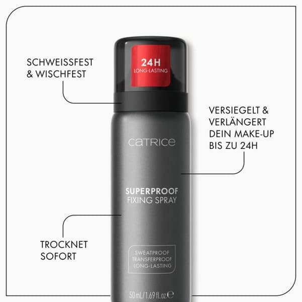Spray fixativ - CATRICE - Superproof - Hold i 24 timer - Vegansk, uden parabener - Svedresistent