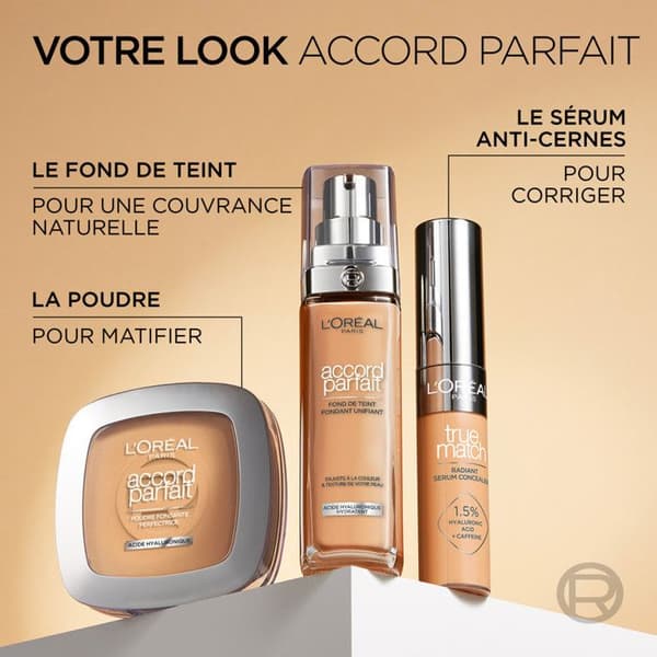 Foundation - L'OREAL PARIS - Accord Perfect - Golden Mandel - 30 ml - 49 tilgængelige nuancer beige