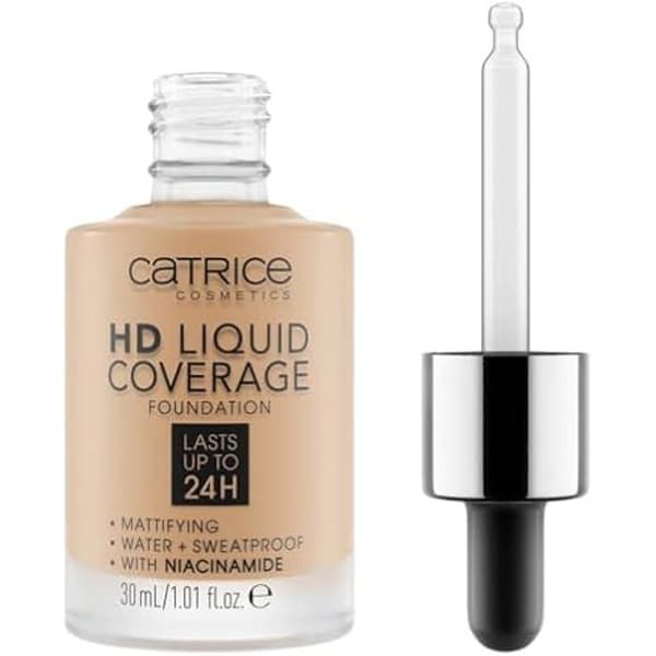 Foundation - CATRICE - HD Liquid Coverage - 30ml - Farve 032 Nude Beige - 24h hold Flerfärgad