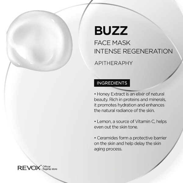 Ansiktsmask - REVOX - BUZZ - Intensiv regenerering - 65 ml - Alla hudtyper