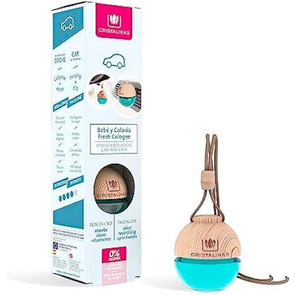 CRISTALINAS Billuftfräschare - Eliminerar dålig lukt med en behaglig doft av EAU DE COLOGNE FOR BABY. (1 enhet)