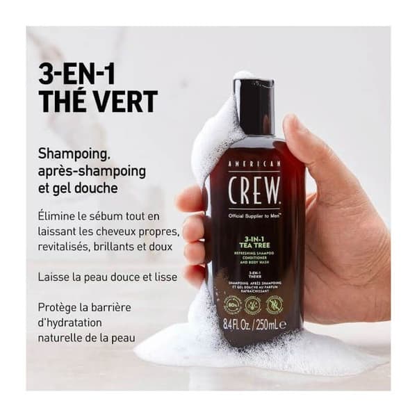 3-i-1 Shampoo - AMERICAN CREW - Tea Tree - Shampoo, Balsam, Shower Gel