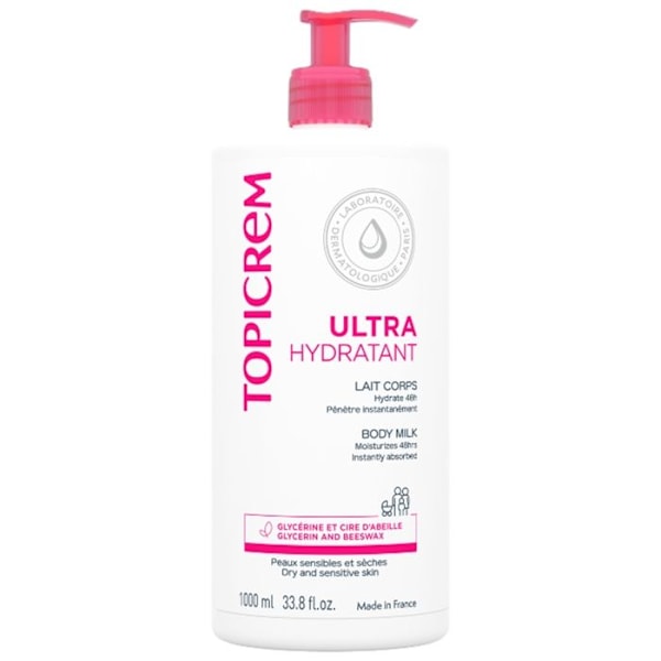 Lait Corps - Topicrem - Ultra-Hydratant - 1000 ml - Torr hud - Textur Lait