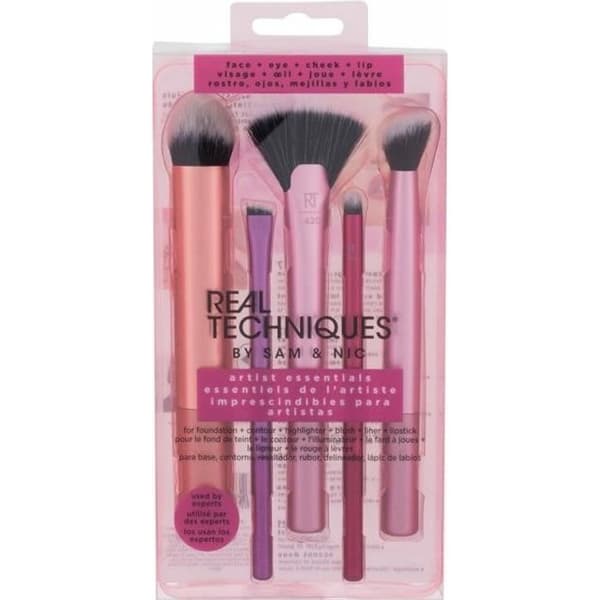 Sæt af makeuppensler - REAL TECHNIQUES - Artist Essentials - 5 dele - Multifarvet - Rosa Multifarvet