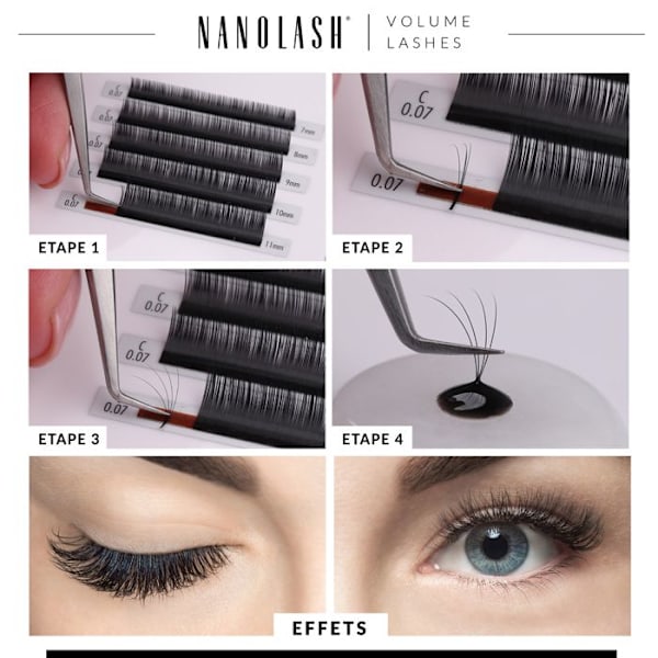 Nanolash volym ögonfransförlängning - lösögonfransar för professionell förlängning 0,05 C curl 6-13 mm mix