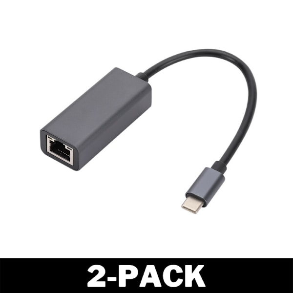 100 Mbps USB-C till Ethernet Adapter Svart - Flerpack 2-Pack