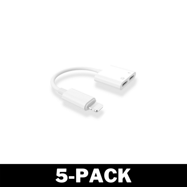 Lightning Splitter - Dual Ingång 2-in-1 iPhone Vit 5-Pack
